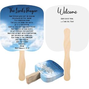 Church Paper Hand Fans Religious Fans Set Parlor Fans Bulk Christian Card Hand Fans Church Handheld Fans Adults Church Hand Fans for Church Services Lord's Prayer (200 Pcs) in Saudi Arabia
