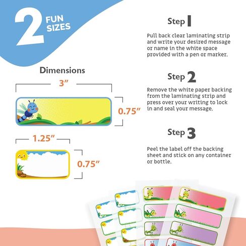 ملصقات زجاجات الأطفال من سبراوت للأطفال والرضع - 96 ملصق رعاية نهارية - ملصقات مقاومة للماء للأطفال - تغليف ذاتي، سهلة الاستخدام - مستلزمات الرعاية النهارية - ملصقات أسماء للأطفال - للمدرسة، قابلة لإعادة الاستخدام in Kuwait