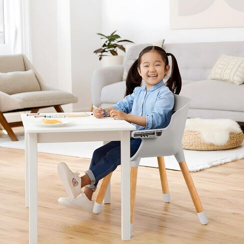 Cowiewie Baby High Chair, Modern Design Highchair for Babies & Toddlers Removable Dishwasher & Adjustable Safe Tray, Safety Harness Removable Cushion Made of Sleek Hardwood & Leatherette£¨Grey£© in Kuwait