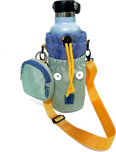 BATATA PENGUIN Drink More Water Bottle Bag - 24 oz, Adjustable Shoulder Straps, Clip-On Small Pouch, Lightweight and Portable for Outdoor Hiking Casual Use, Sling Bag Blue in Saudi Arabia