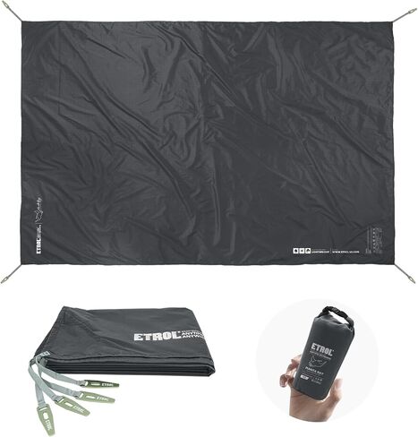 خيمة محمولة من إيترول - PU 7000+ مقاومة للماء، 0.6 رطل | قماش القنب متعدد الوظائف خفيف الوزن، قماش أرضي خفيف الوزن للنزهات في الهواء الطلق مع حقيبة تخزين للتخييم والمشي لمسافات طويلة وحقائب الظهر على الشاطئ in Kuwait