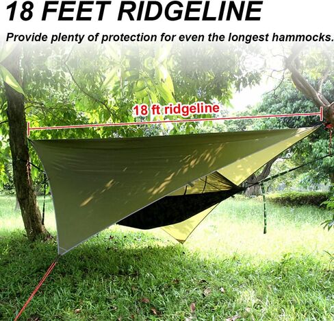 قماش القنب للتخييم من ايامايا، مقاس كبير 10×15 قدم، مظلة مقاومة للماء، مظلة للنزهات، بساط للنزهة، مأوى للنجاة والمشي لمسافات طويلة والسفر والشاطئ مع 8 اوتاد و8 خطوط جوية in Kuwait