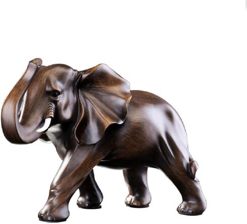 NSMACC Elephant Statue Rosewood Color Wealth Lucky Figurine Office Home Decor Elephant Sculpture Gift in Saudi Arabia