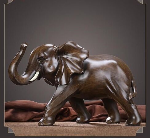 NSMACC Elephant Statue Rosewood Color Wealth Lucky Figurine Office Home Decor Elephant Sculpture Gift in Saudi Arabia