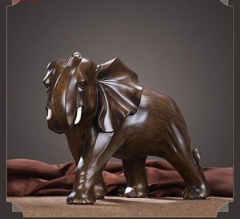 NSMACC Elephant Statue Rosewood Color Wealth Lucky Figurine Office Home Decor Elephant Sculpture Gift in Saudi Arabia