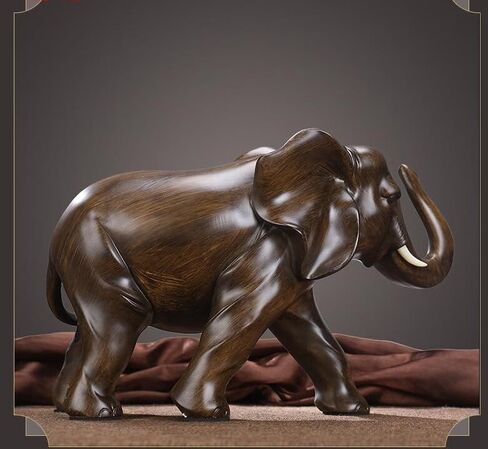 NSMACC Elephant Statue Rosewood Color Wealth Lucky Figurine Office Home Decor Elephant Sculpture Gift in Saudi Arabia