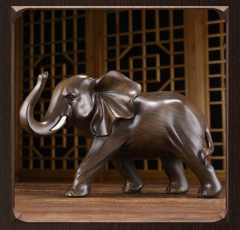 NSMACC Elephant Statue Rosewood Color Wealth Lucky Figurine Office Home Decor Elephant Sculpture Gift in Saudi Arabia