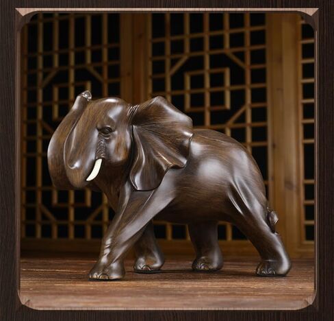 NSMACC Elephant Statue Rosewood Color Wealth Lucky Figurine Office Home Decor Elephant Sculpture Gift in Saudi Arabia