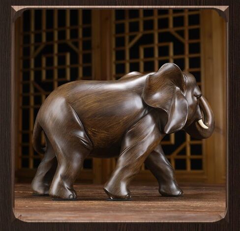 NSMACC Elephant Statue Rosewood Color Wealth Lucky Figurine Office Home Decor Elephant Sculpture Gift in Saudi Arabia