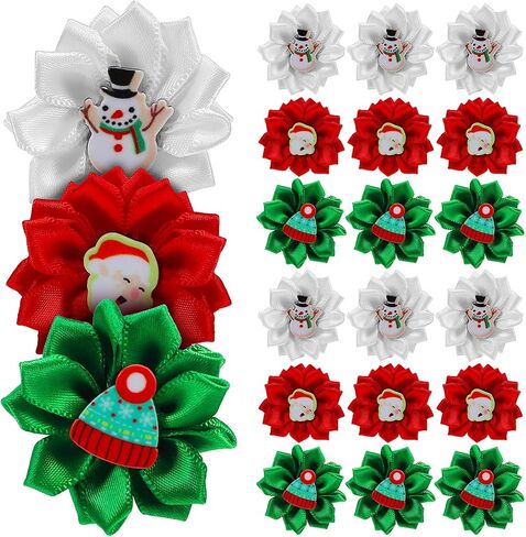 POPETPOP Christmas Dog Hair Bows - 30Pcs Dog Bows with Rubber Bands Dog Grooming Bows Puppy Hair Bows Christmas Pet Bows for Xmas Party, Random Color and Style in Saudi Arabia