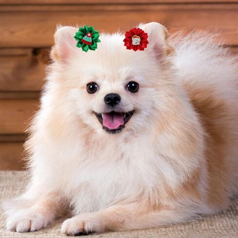 POPETPOP Christmas Dog Hair Bows - 30Pcs Dog Bows with Rubber Bands Dog Grooming Bows Puppy Hair Bows Christmas Pet Bows for Xmas Party, Random Color and Style in Saudi Arabia