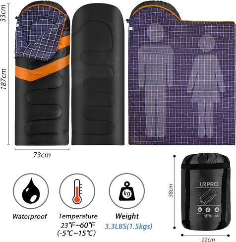1.6kg Sleeping Bag 3-4 Seasons Warm Cold Weather Lightweight, Portable, Waterproof Sleeping Bag with Compression Sack for Adults & Kids - Indoor & Outdoor: Camping, Backpacking, Hiking in Saudi Arabia