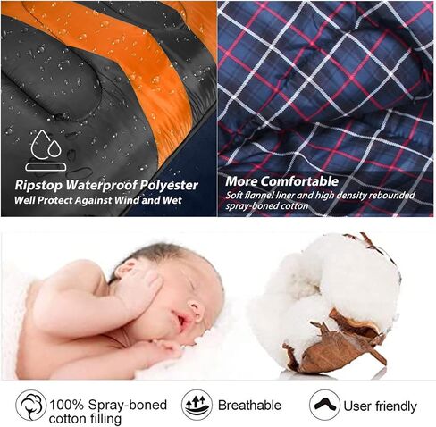 1.6kg Sleeping Bag 3-4 Seasons Warm Cold Weather Lightweight, Portable, Waterproof Sleeping Bag with Compression Sack for Adults & Kids - Indoor & Outdoor: Camping, Backpacking, Hiking in Saudi Arabia