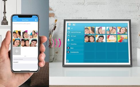 Aluratek ثنائي النطاق 2.4 جيجا هرتز، 5 جيجا هرتز واي فاي إطار صور رقمي يعمل باللمس مع دقة 3K، مستشعر الضوء وذاكرة مدمجة 32 جيجا - 13.5 بوصة in Kuwait
