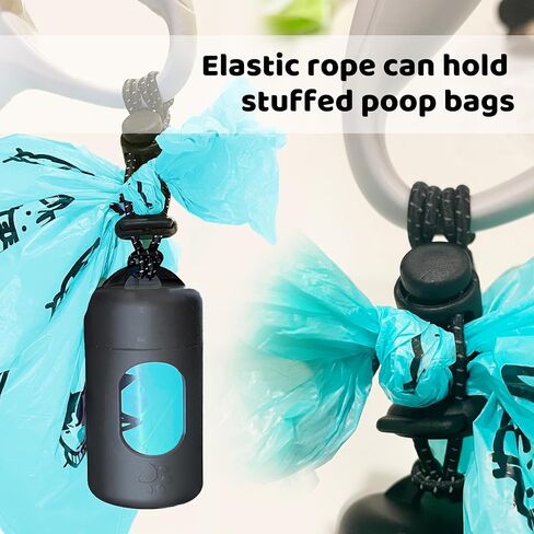Dog Poop Bag Dispenser for Leash with Snap Clip, Skin-friendly Texture Waste Bag Holder for Dog Walks and Cats, Pets Litter Bag Container, Indoor & Outdoor Use (Black, 2 Count) in Saudi Arabia