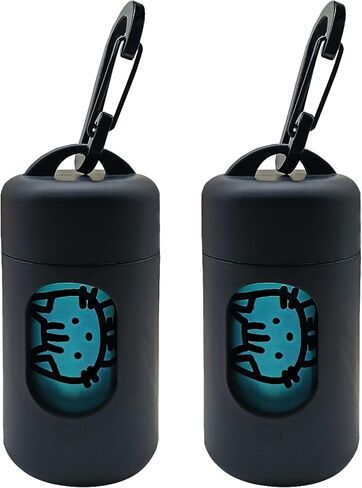 Dog Poop Bag Dispenser for Leash with Snap Clip, Skin-friendly Texture Waste Bag Holder for Dog Walks and Cats, Pets Litter Bag Container, Indoor & Outdoor Use (Black, 2 Count) in Saudi Arabia