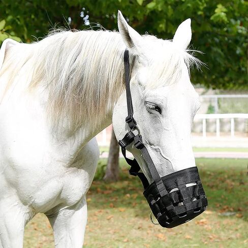 ايهوفن كمامة رعي للخيول - تحكم قابل للتعديل في الافراط في تناول الطعام وتعزيز الصحة مع حبل رصاص متضمن | جيد التهوية ومتين ومريح in Kuwait