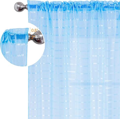 مجموعة توني ستائر شفافة بيضاء مقاس 84 بوصة طويلة شفافة لغرفة الفتيات وغرفة الأطفال ستارة فوال شفافة مكونة من لوحتين لغرفة النوم وجيب نافذة ستائر (52 × 84 بوصة، أبيض مربع، لوحتان) in Kuwait