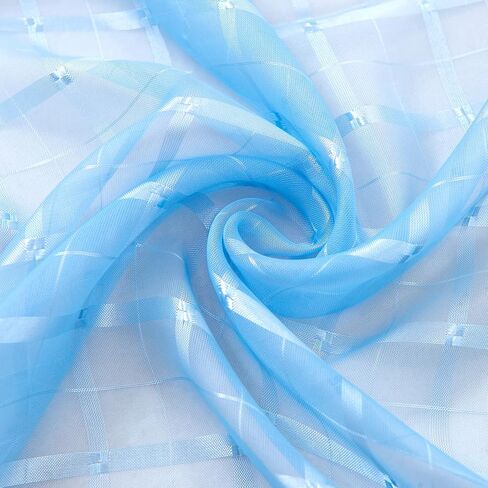 مجموعة توني ستائر شفافة بيضاء مقاس 84 بوصة طويلة شفافة لغرفة الفتيات وغرفة الأطفال ستارة فوال شفافة مكونة من لوحتين لغرفة النوم وجيب نافذة ستائر (52 × 84 بوصة، أبيض مربع، لوحتان) in Kuwait