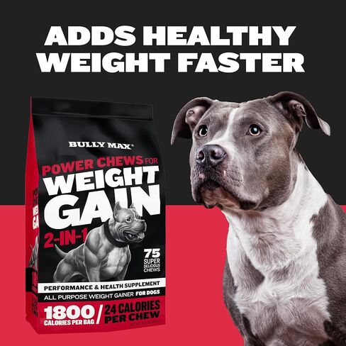Bully Max Weight Gainer Supplement for Dogs Ingredients - Promotes Healthy Weight Gain - for All Ages and Breeds - 300g Pack, 75 Soft Chews in Saudi Arabia