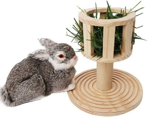 Rabbit Hay Manger Rack Multifunctional Wooden Food Feeder with Grinding Claw for Bunny Rabbits Chinchilla Guinea Pigs Small Animals (Hay Manger-A) in Saudi Arabia