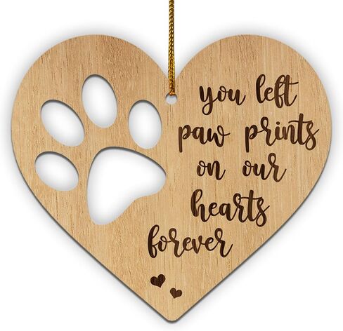 هدايا تذكارية من HYTURTLE لفقدان الحيوانات الأليفة - هدايا تزيين شجرة الزينة الخشبية لعيد الميلاد للكلب - هدايا تذكارية لفقدان القطط - هدايا التعاطف - ديكور تذكار لفقد الحيوانات الأليفة على الوجهين in Kuwait