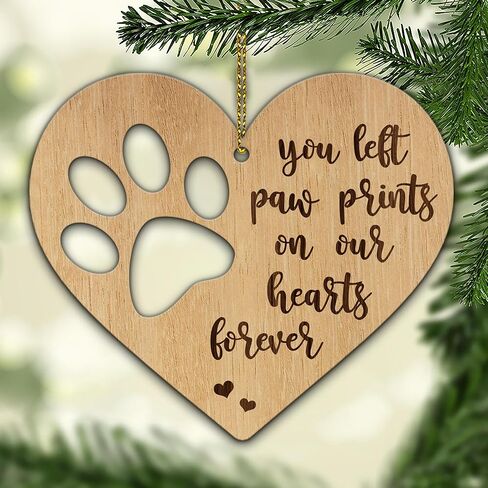 هدايا تذكارية من HYTURTLE لفقدان الحيوانات الأليفة - هدايا تزيين شجرة الزينة الخشبية لعيد الميلاد للكلب - هدايا تذكارية لفقدان القطط - هدايا التعاطف - ديكور تذكار لفقد الحيوانات الأليفة على الوجهين in Kuwait