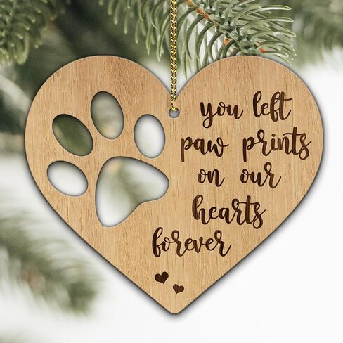 هدايا تذكارية من HYTURTLE لفقدان الحيوانات الأليفة - هدايا تزيين شجرة الزينة الخشبية لعيد الميلاد للكلب - هدايا تذكارية لفقدان القطط - هدايا التعاطف - ديكور تذكار لفقد الحيوانات الأليفة على الوجهين in Kuwait
