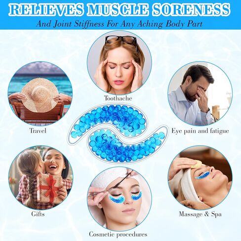 60 قطعة من ضمادات ثلج العين من دانسيب، قابلة لإعادة الاستخدام، رقع تحت العين، قناع قابل لإعادة الاستخدام لإجهاد العين، وتورم الاحمرار، وتخفيف آلام الصداع النصفي، وانتفاخ العين، واسترخاء العين in Kuwait