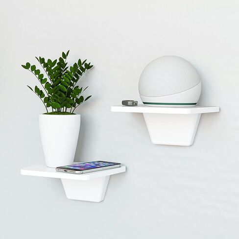 مجموعة أرفف عائمة صغيرة من Fytz Design مكونة من قطعتين - رف صغير أبيض للجدار بدون خيار رف مثقاب [رف لاصق] in Saudi Arabia