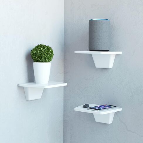 مجموعة أرفف عائمة صغيرة من Fytz Design مكونة من قطعتين - رف صغير أبيض للجدار بدون خيار رف مثقاب [رف لاصق] in Saudi Arabia