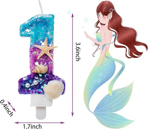 Number 5 Candle, Blue Purple Gradient Sequin Birthday Candle 5 for Cake Great for a Mermaid or Under The Sea Party. in Kuwait