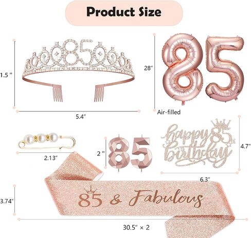 1st Birthday Decorations for Baby Girls, Including 1 year old Birthday Cake Topper, Queen Sash with Pearl Pin, Sweet Rhinestone Tiara Crown, Number Candles and Balloons in Saudi Arabia