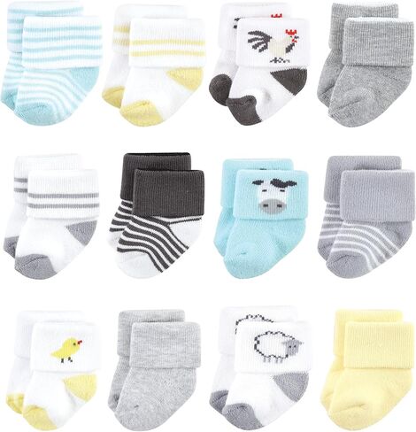 Hudson Baby Unisex Baby Cotton Rich Newborn and Terry Socks, Farm, 0-6 Months in Saudi Arabia