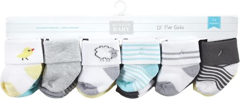 Hudson Baby Unisex Baby Cotton Rich Newborn and Terry Socks, Farm, 0-6 Months in Saudi Arabia