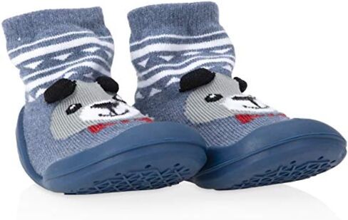 Nuby Snekz Comfortable Rubber Sole Sock Shoes for First Steps- Blue Bear/Large 22-30 Months in Saudi Arabia