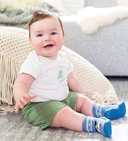 Nuby Snekz Comfortable Rubber Sole Sock Shoes for First Steps- Blue Bear/Large 22-30 Months in Saudi Arabia
