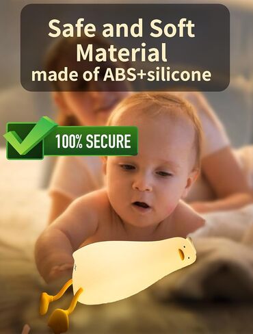 BemeedLigt Lying Flat Duck Night Light, Cute Silicone Duck Lamp, LED Nursery Nightlight, Dimmable Bedside Touch Lamp, Rechargeable Light Up Duck for Breastfeeding Toddler White in Saudi Arabia