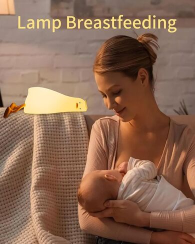 BemeedLigt Lying Flat Duck Night Light, Cute Silicone Duck Lamp, LED Nursery Nightlight, Dimmable Bedside Touch Lamp, Rechargeable Light Up Duck for Breastfeeding Toddler White in Saudi Arabia