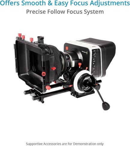 FILMCITY HS-2 اتبع التركيز مع التوقفات الصعبة. للكاميرات ومعدات الكتف. 15 مللي متر قضيب الإفراج السريع المشبك. 0.8 درجة، 43 سنًا. حزام التروس يناسب العدسات من 46 إلى 110 ملم. مرفق معه كرنك السرعة (HS-2) in Kuwait