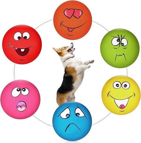 Hamerial Squeaky Dog Toys Latex Rubber Soft Dog Squeaky Toys Squeaky Chewing Teething Fetching Dog Balls Puppy Toys Gifts for Pets Medium Small Dog 6Pcs/Set in Saudi Arabia