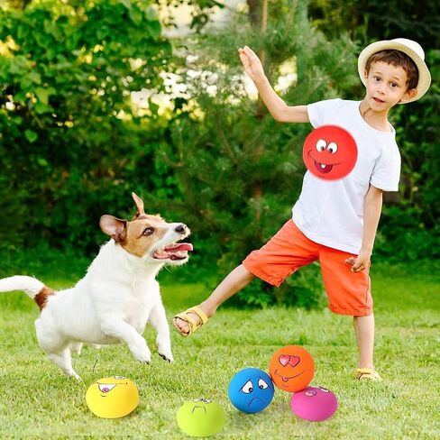 Hamerial Squeaky Dog Toys Latex Rubber Soft Dog Squeaky Toys Squeaky Chewing Teething Fetching Dog Balls Puppy Toys Gifts for Pets Medium Small Dog 6Pcs/Set in Saudi Arabia