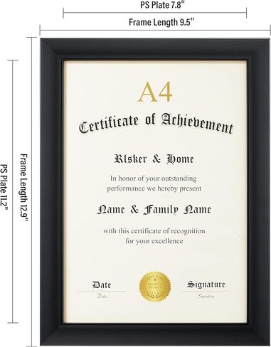 السكيير اند هوم اطار صور مقاس ايه 4 اسود افقي ورأسي للجدار وسطح الطاولة، عرض للمستندات والشهادات والدبلوم والجوائز واطارات الدرجات in Kuwait