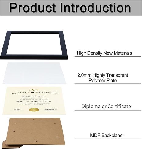 السكيير اند هوم اطار صور مقاس ايه 4 اسود افقي ورأسي للجدار وسطح الطاولة، عرض للمستندات والشهادات والدبلوم والجوائز واطارات الدرجات in Kuwait