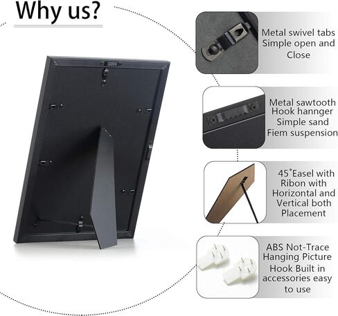 السكيير اند هوم اطار صور مقاس ايه 4 اسود افقي ورأسي للجدار وسطح الطاولة، عرض للمستندات والشهادات والدبلوم والجوائز واطارات الدرجات in Kuwait