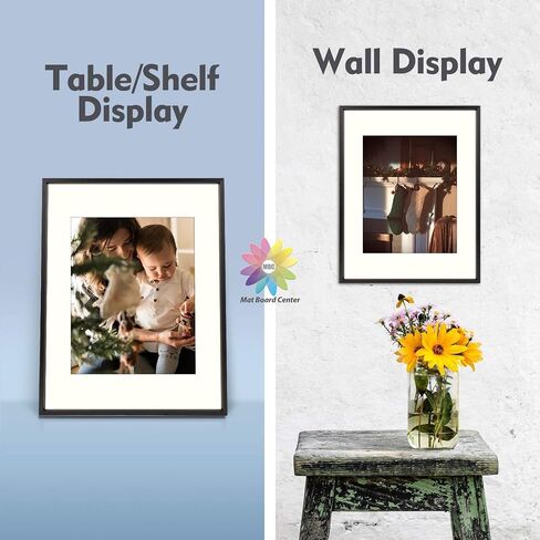 Mat Board Center, 8x10 Aluminum Picture Frame - Display 5x7 with Mat and 8x10 Without Mat - Horizontal and Vertical for Tabletop Wall Mounting Metal Photo Frame (Black, 1-Pack) in Saudi Arabia