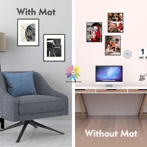 Mat Board Center, 8x10 Aluminum Picture Frame - Display 5x7 with Mat and 8x10 Without Mat - Horizontal and Vertical for Tabletop Wall Mounting Metal Photo Frame (Black, 1-Pack) in Saudi Arabia