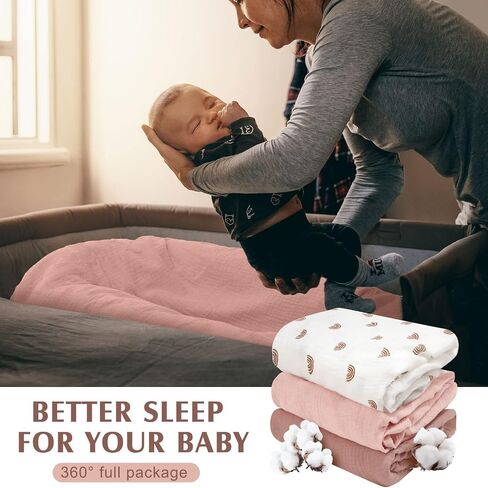 Newwiee 3 Pcs Crib Sheets Fitted 24'' x 38'', Mini Soft Muslin Crib Mattress Sheets for Girls and Boys(Classic) in Saudi Arabia
