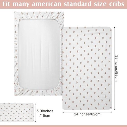 Newwiee 3 Pcs Crib Sheets Fitted 24'' x 38'', Mini Soft Muslin Crib Mattress Sheets for Girls and Boys(Classic) in Saudi Arabia