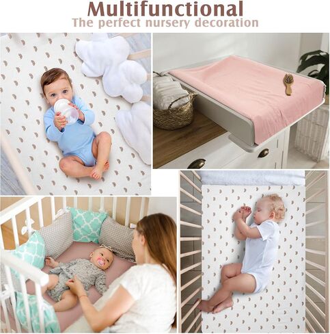 Newwiee 3 Pcs Crib Sheets Fitted 24'' x 38'', Mini Soft Muslin Crib Mattress Sheets for Girls and Boys(Classic) in Saudi Arabia